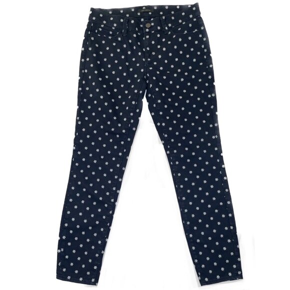 Ann Taylor Skinny Ankle Jeans 4 27x27 Navy Snowflake Print Modern Fit Stretch - Picture 2 of 9